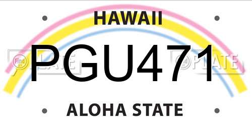 PGU471 Hawaii License Plate