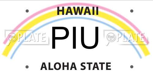 PIU Hawaii License Plate