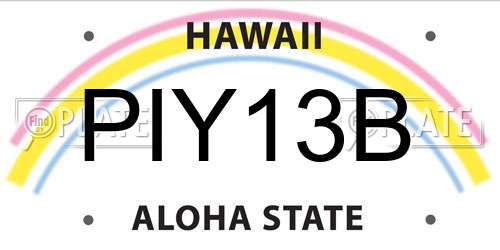 PIY13B Hawaii License Plate
