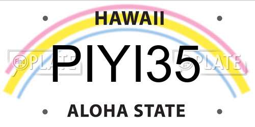 PIYI35 Hawaii License Plate