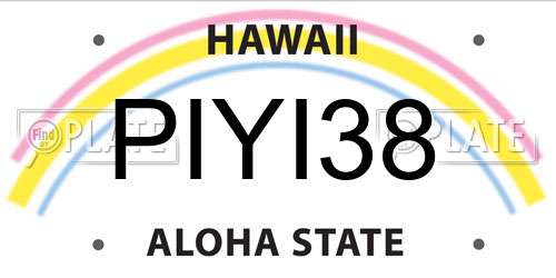 PIYI38 Hawaii License Plate
