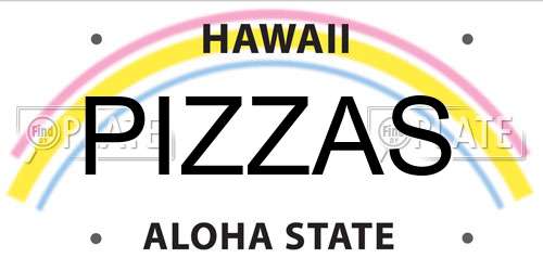 PIZZAS Hawaii License Plate