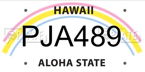 PJA489 Hawaii License Plate