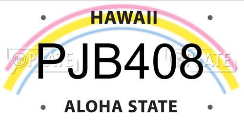 PJB408 Hawaii License Plate