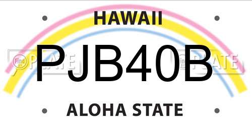 PJB40B Hawaii License Plate
