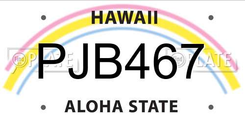 PJB467 Hawaii License Plate
