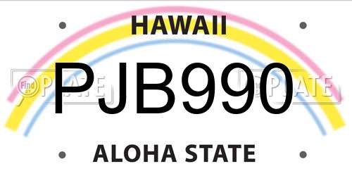 PJB990 Hawaii License Plate