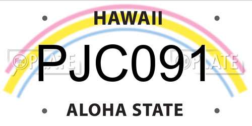 PJC091 Hawaii License Plate