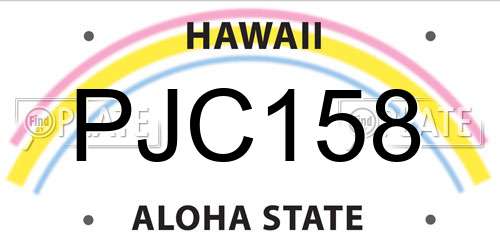 PJC158 Hawaii License Plate