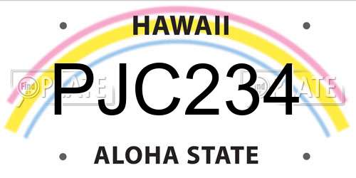 PJC234 Hawaii License Plate