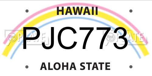 PJC773 Hawaii License Plate
