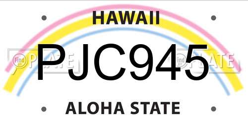 PJC945 Hawaii License Plate