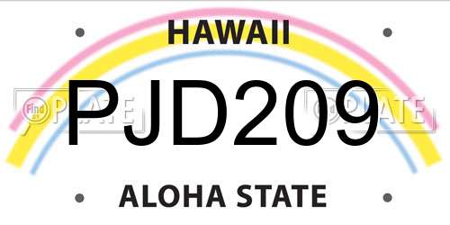 PJD209 Hawaii License Plate