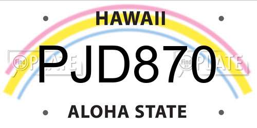 PJD870 Hawaii License Plate
