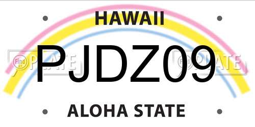 PJDZ09 Hawaii License Plate