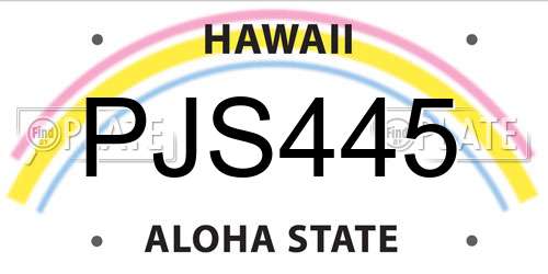 PJS445 Hawaii License Plate