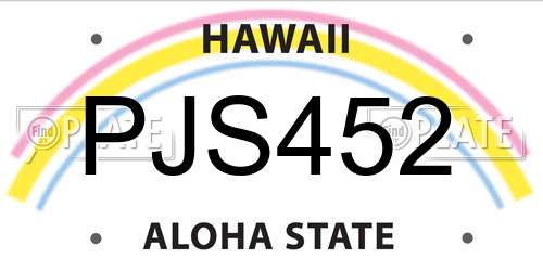 PJS452 Hawaii License Plate