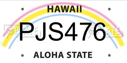 PJS476 Hawaii License Plate