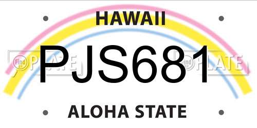 PJS681 Hawaii License Plate