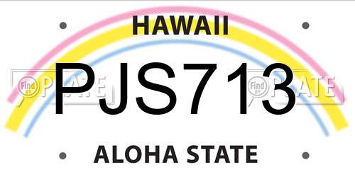 PJS713 Hawaii License Plate