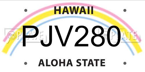 PJV280 Hawaii License Plate