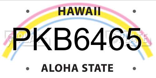 PKB6465 Hawaii License Plate