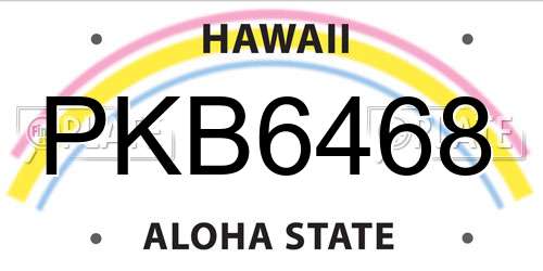 PKB6468 Hawaii License Plate
