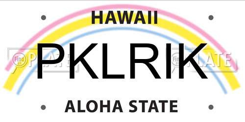PKLRIK Hawaii License Plate