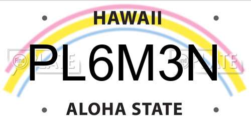 PL6M3N Hawaii License Plate