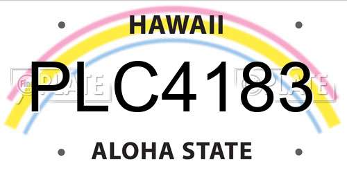 PLC4183 Hawaii License Plate