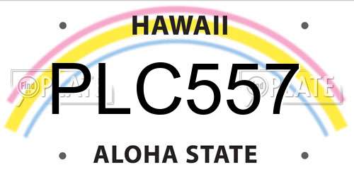 PLC557 Hawaii License Plate