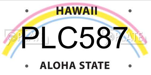 PLC587 Hawaii License Plate