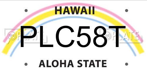 PLC58T Hawaii License Plate