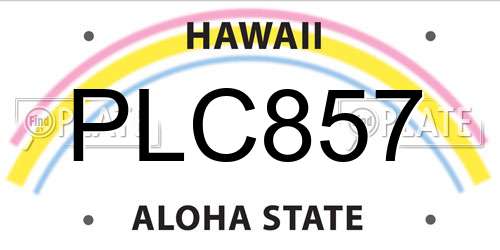 PLC857 Hawaii License Plate