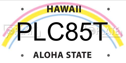 PLC85T Hawaii License Plate