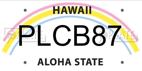 PLCB87 Hawaii License Plate