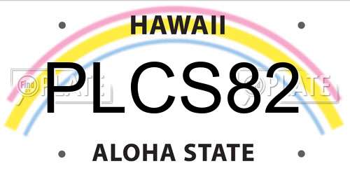 PLCS82 Hawaii License Plate