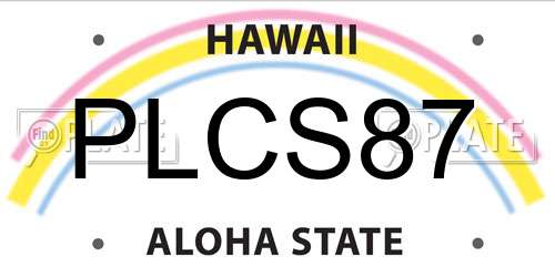 PLCS87 Hawaii License Plate