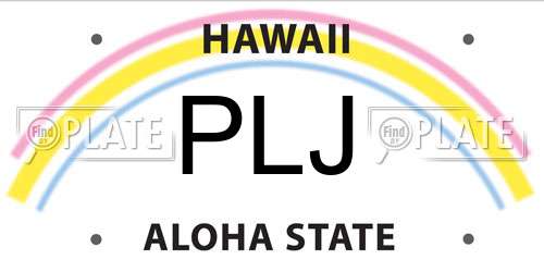 PLJ Hawaii License Plate
