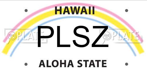 PLSZ Hawaii License Plate