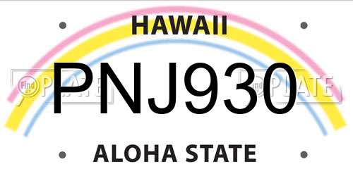 PNJ930 Hawaii License Plate