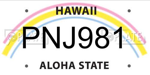 PNJ981 Hawaii License Plate