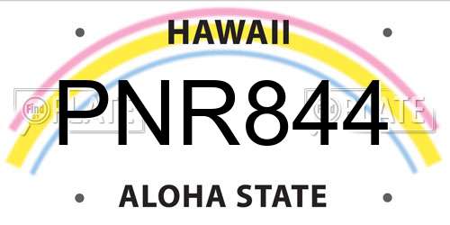 PNR844 Hawaii License Plate