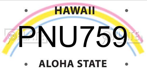 PNU759 Hawaii License Plate