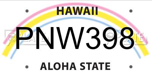 PNW398 Hawaii License Plate