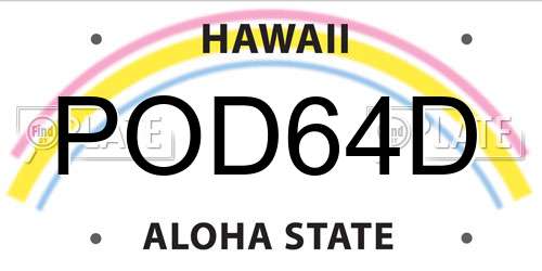 POD64D Hawaii License Plate