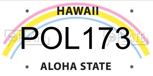 POL173 Hawaii License Plate