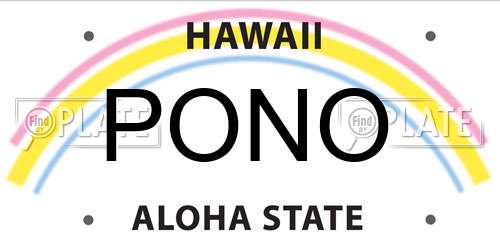 PONO Hawaii License Plate