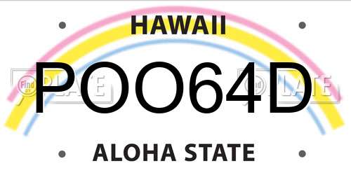 POO64D Hawaii License Plate