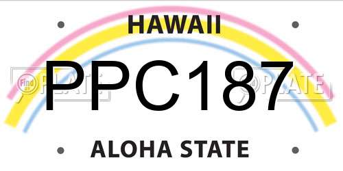 PPC187 Hawaii License Plate